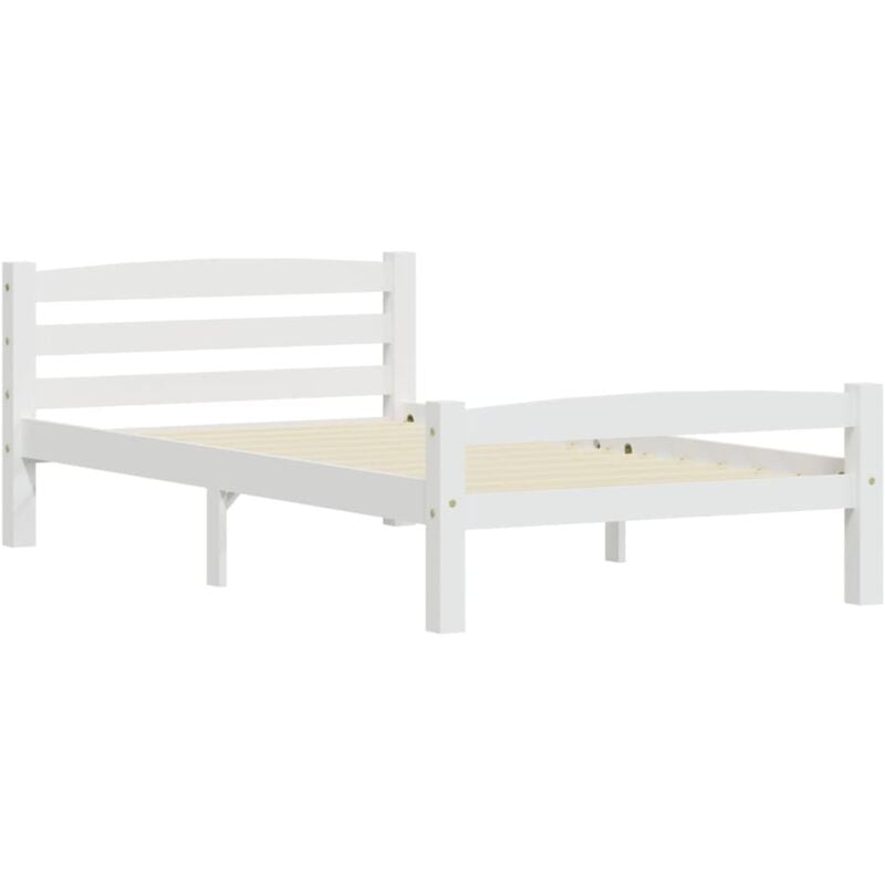 

vidaXL Estructura de cama de madera maciza de pino blanca 100x200 cm - Blanco