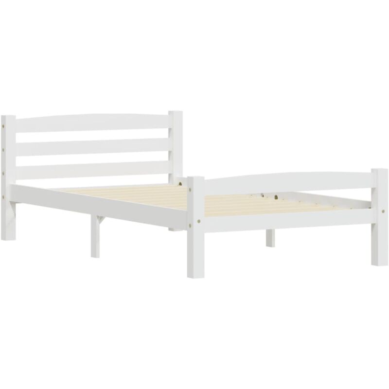 

vidaXL Estructura de cama de madera maciza de pino blanca 90x200 cm - Blanco