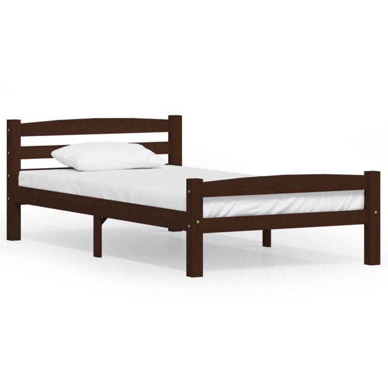 

vidaXL Estructura de cama de madera maciza de pino marrón oscuro 100x200 cm - Marrón