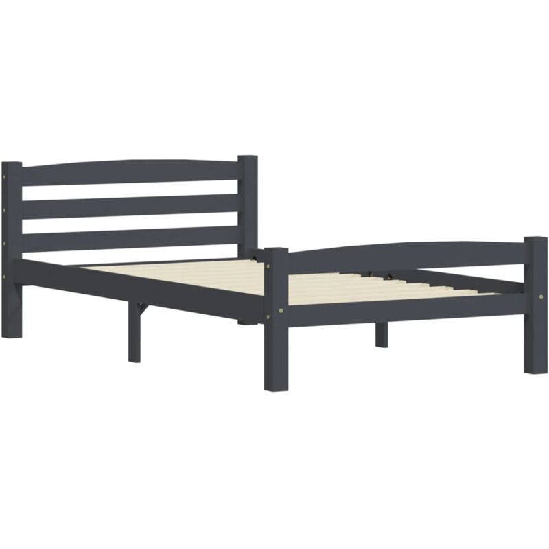 

vidaXL Estructura de cama de madera maciza de pino gris oscuro 90x200 cm - Gris