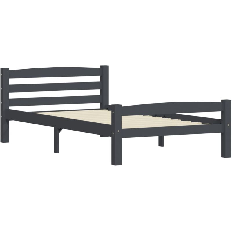 

vidaXL Estructura de cama de madera maciza de pino gris oscuro 100x200 cm - Gris
