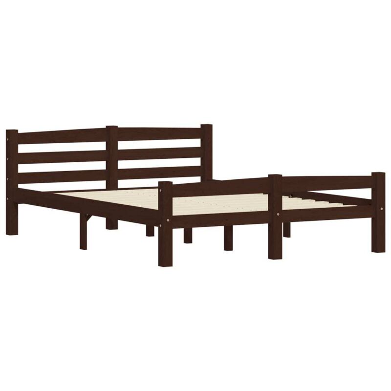 

Estructura de cama de madera maciza de pino marrón oscuro 140x200 cm - Marrón - Vidaxl