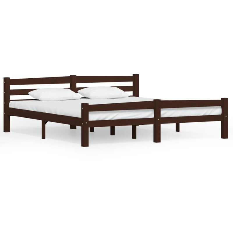 

Estructura de cama de madera maciza de pino marrón oscuro 180x200 cm - Marrón - Vidaxl