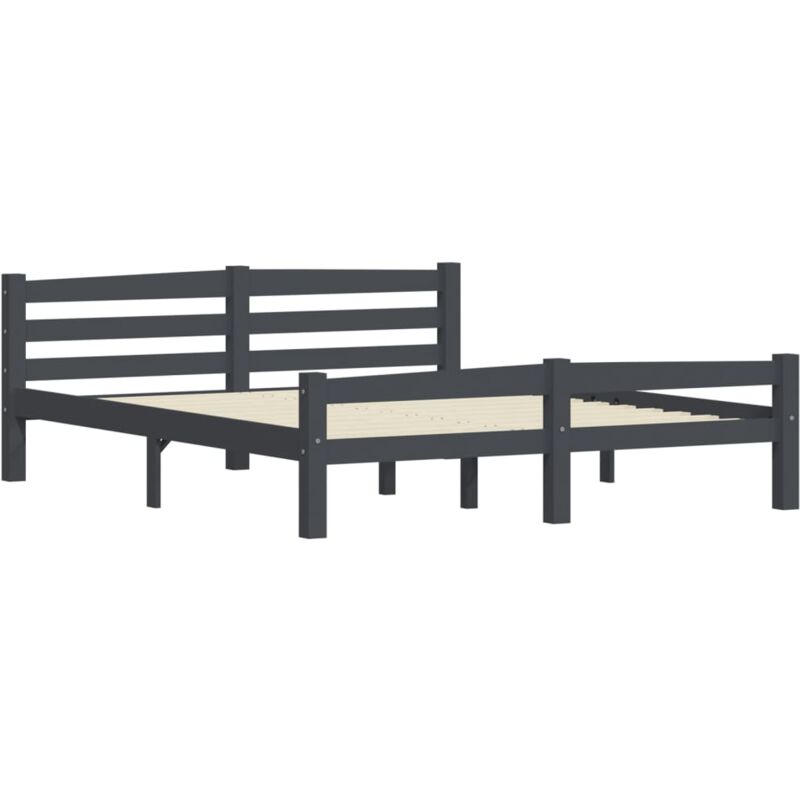 

Estructura de cama de madera maciza de pino gris oscuro 160x200 cm - Gris - Vidaxl