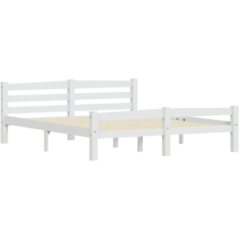 

Estructura de cama de madera maciza de pino blanca 160x200 cm - Blanco - Vidaxl