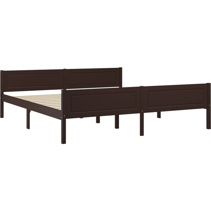 

Estructura de cama de madera maciza de pino marrón oscuro 180x200 cm - Marrón - Vidaxl