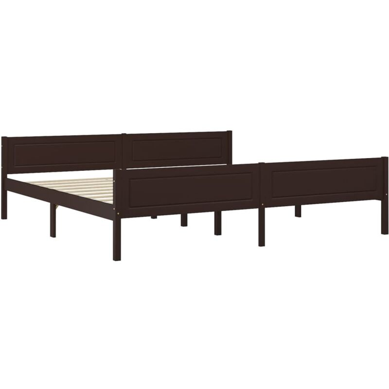 

Estructura de cama de madera maciza de pino marrón oscuro 200x200 cm - Marrón - Vidaxl