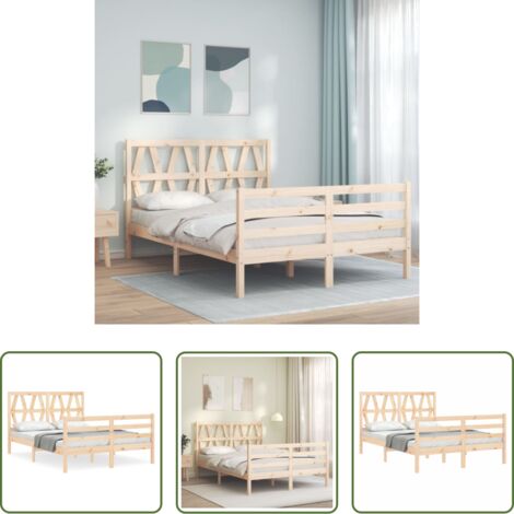 vidaXL Estructura de cama de matrimonio con cabecero madera maciza