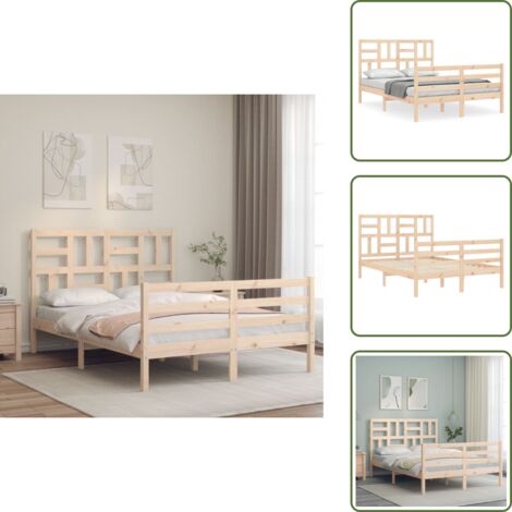 vidaXL Estructura de cama de matrimonio con cabecero madera maciza