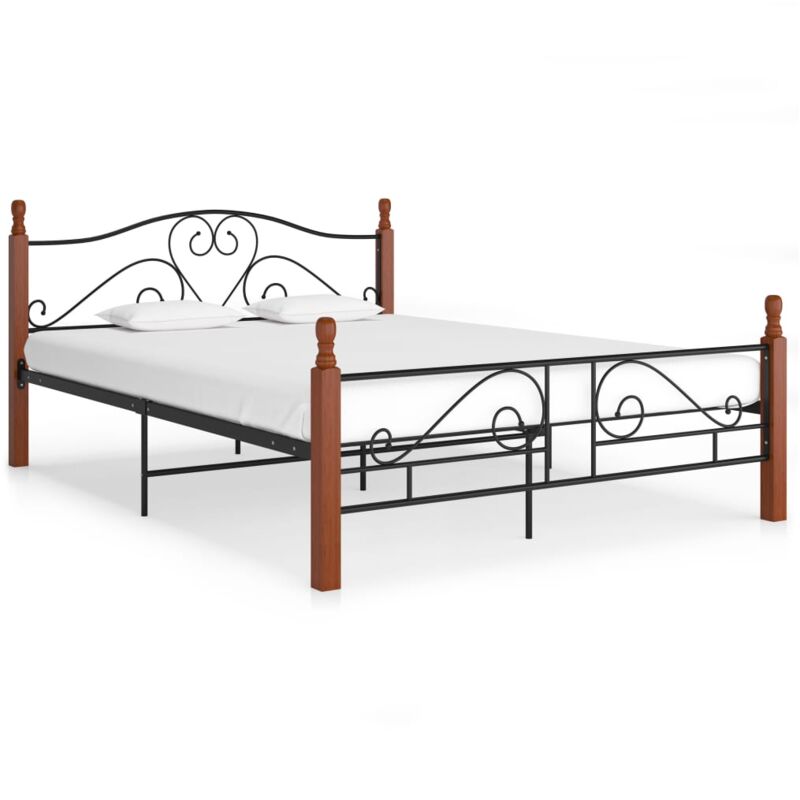 

Estructura de Cama de Metal 140x200 cm Negro Marrón - Negro - Vidaxl