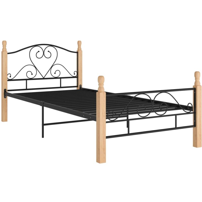 

vidaXL Estructura de Cama de Metal 90x200 cm Negro Marrón Claro - Negro
