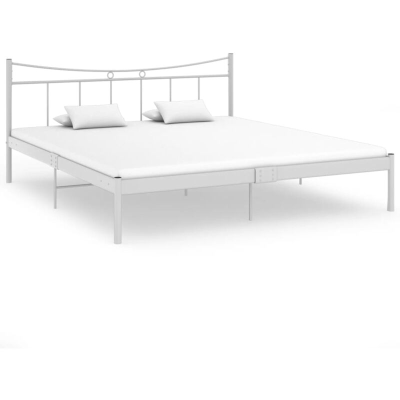 

vidaXL Estructura de cama metal madera contrachapada 180x200 cm blanco - Blanco