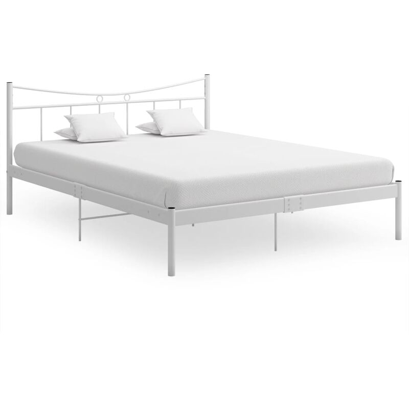 

vidaXL Estructura de cama metal madera contrachapada 140x200 cm blanco - Blanco