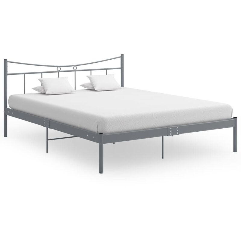 

vidaXL Estructura de cama metal madera contrachapada 160x200 cm gris - Gris