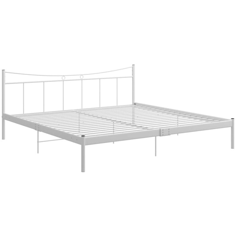 

vidaXL Estructura de cama metal madera contrachapada 200x200 cm blanco - Blanco