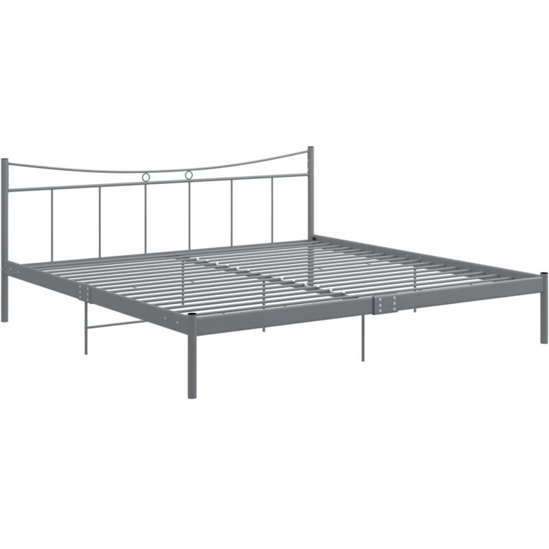 

vidaXL Estructura de cama metal madera contrachapada 200x200 cm gris - Gris