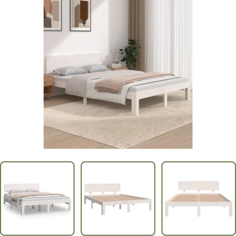 vidaXL Estructura de cama doble sin colchón blanco 135x190 cm