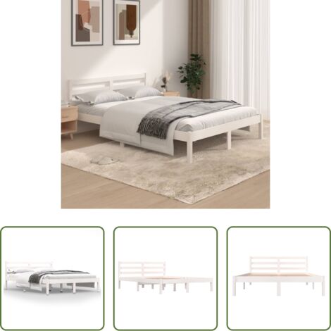 vidaXL Estructura de cama doble sin colchón blanco 135x190 cm