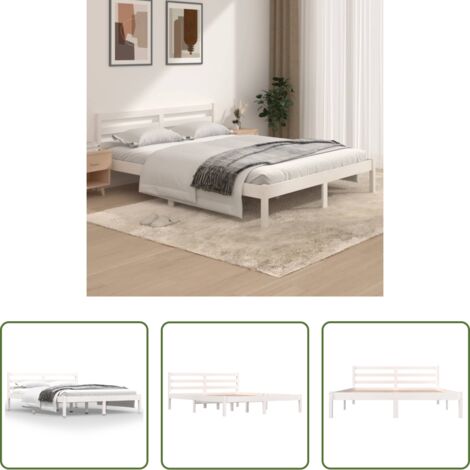 vidaXL Estructura de cama doble sin colchón blanco 150x200 cm