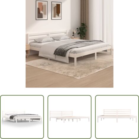 vidaXL Estructura de cama doble sin colchón blanco 180x200 cm