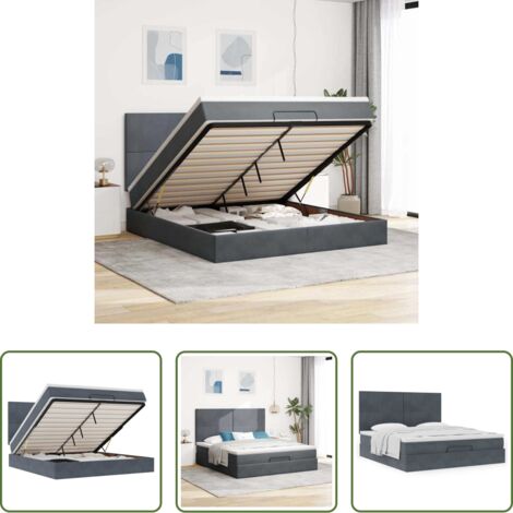vidaXL Estructura de cama -  Estructura cama otomana colchones terciopelo gris oscuro