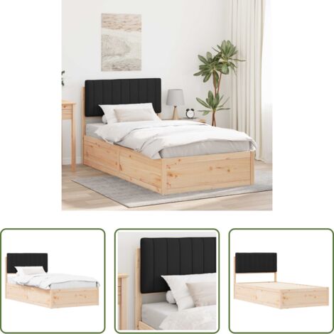 vidaXL Estructura de cama -  Estructura de Cama con Cabecera Tapizada Negro 100 x 200 cm