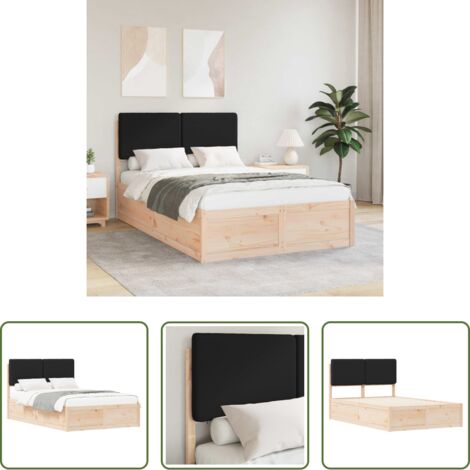 vidaXL Estructura de cama -  Estructura de Cama con Cabecera Tapizada Negro 120 x 190 cm
