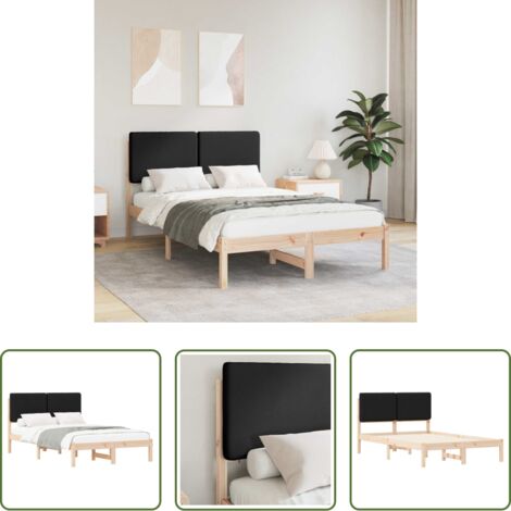 vidaXL Estructura de cama -  Estructura de Cama con Cabecera Tapizada Negro 120 x 200 cm