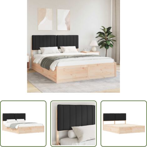 vidaXL Estructura de cama -  Estructura de Cama con Cabecera Tapizada Negro 150 x 200 cm