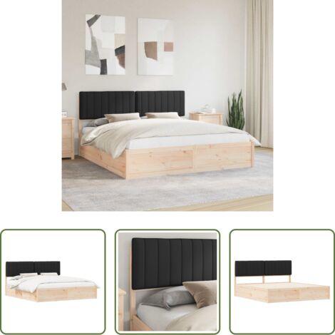 vidaXL Estructura de cama -  Estructura de Cama con Cabecera Tapizada Negro 180 x 200 cm