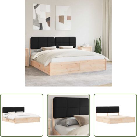 vidaXL Estructura de cama -  Estructura de Cama con Cabecera Tapizada Negro 180 x 200 cm