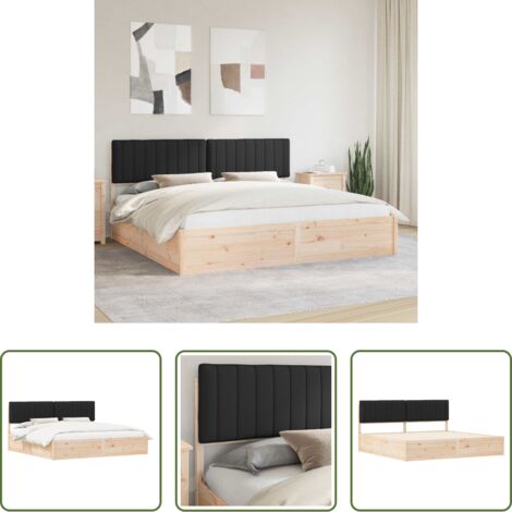 vidaXL Estructura de cama -  Estructura de Cama con Cabecera Tapizada Negro 200 x 200 cm
