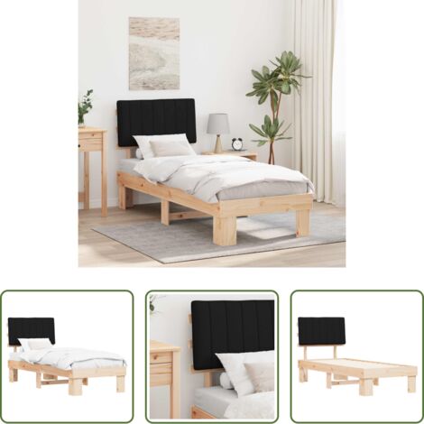 vidaXL Estructura de cama -  Estructura de Cama con Cabecera Tapizada Negro 80 x 200 cm