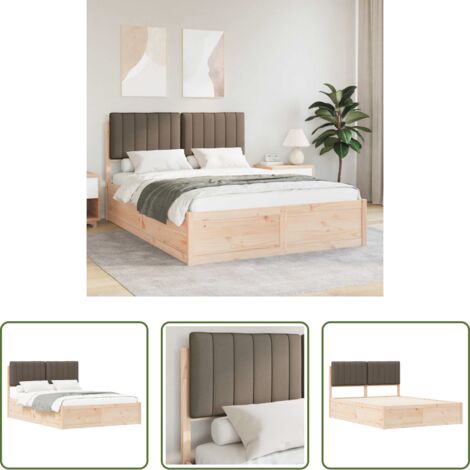 vidaXL Estructura de cama -  Estructura de Cama con Cabecera Tapizada Taupé 135 x 190 cm