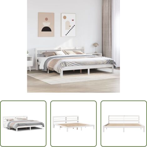 vidaXL Estructura de cama -  Estructura de cama con cabecero sin colchón blanco 180x200 cm