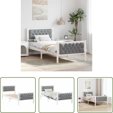 vidaXL Estructura de cama - Estructura de cama Gris Claro 90 x 200 cm Madera de pino macizo