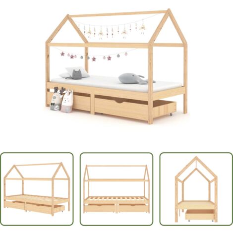 vidaXL Estructura de cama -  Estructura de cama infantil con cajones madera de pino 90x200cm