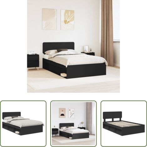 vidaXL Estructura de cama -  Estructura de cama Negro 135 x 190 cm Madera de pino macizo