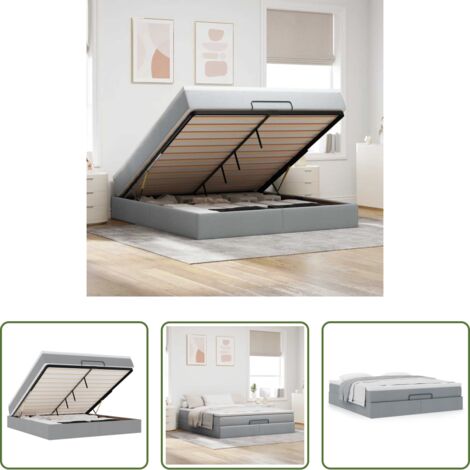 vidaXL Estructura de cama -  Estructura de cama otomana colchón tela gris claro 180x200cm