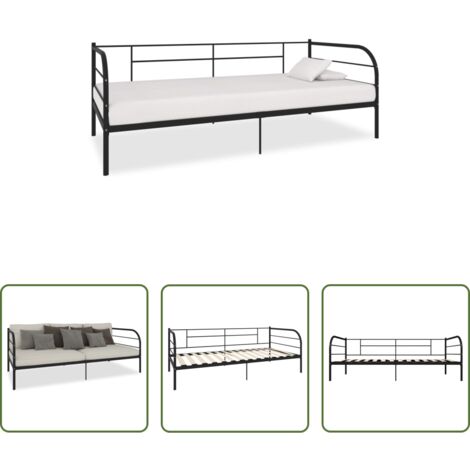 vidaXL Estructura de cama -  Estructura de cama sin colchón metal negro 90x200 cm