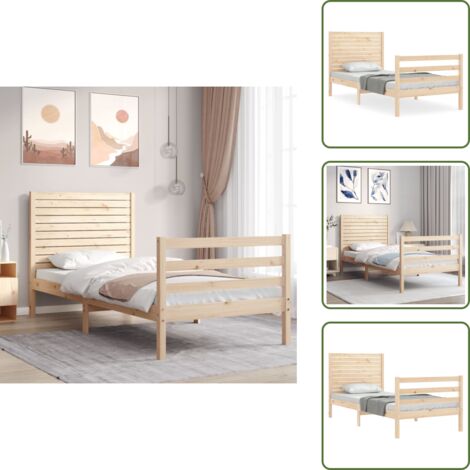 vidaXL Estructura de cama individual con cabecero madera maciza