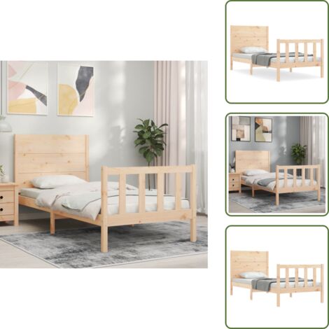 vidaXL Estructura de cama individual con cabecero madera maciza