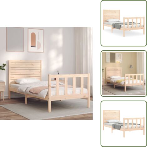 vidaXL Estructura de cama individual con cabecero madera maciza