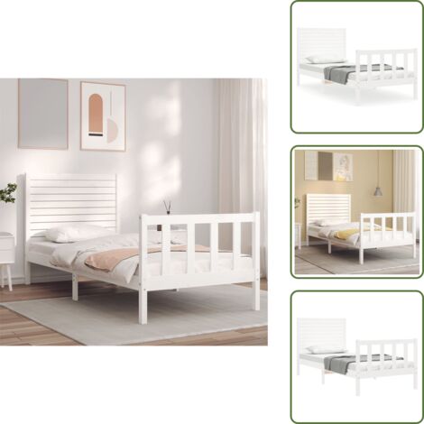 vidaXL Estructura de cama individual con cabecero madera maciza blanco