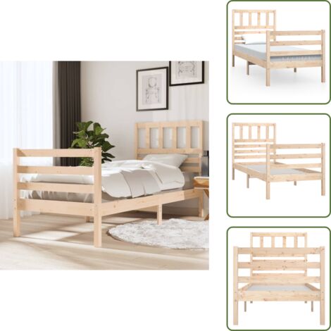 vidaXL Estructura de cama individual pequeña madera maciza 75x190 cm