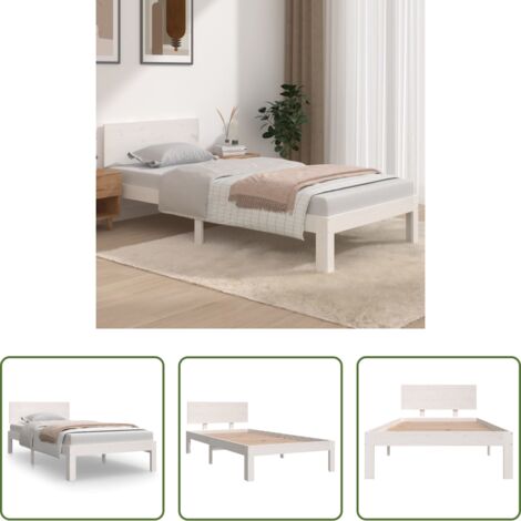 vidaXL Estructura de cama individual sin colchón blanco 90x190 cm