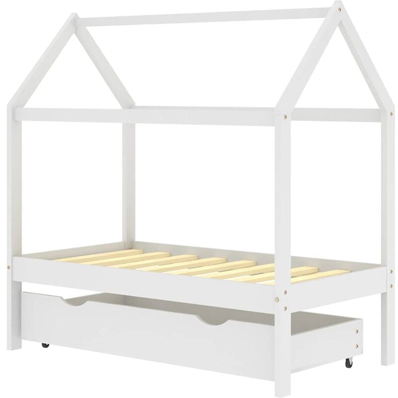 

Estructura de cama infantil con cajón madera pino blanca 70x140cm - Blanco - Vidaxl