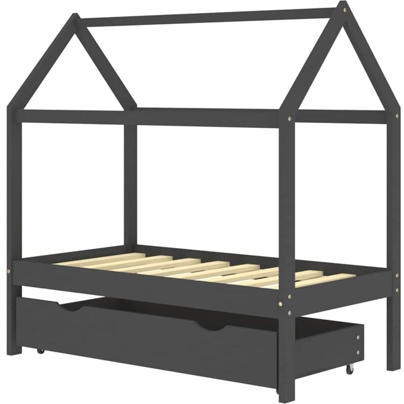 

vidaXL Estructura de cama infantil con cajón madera pino gris 70x140cm - Gris