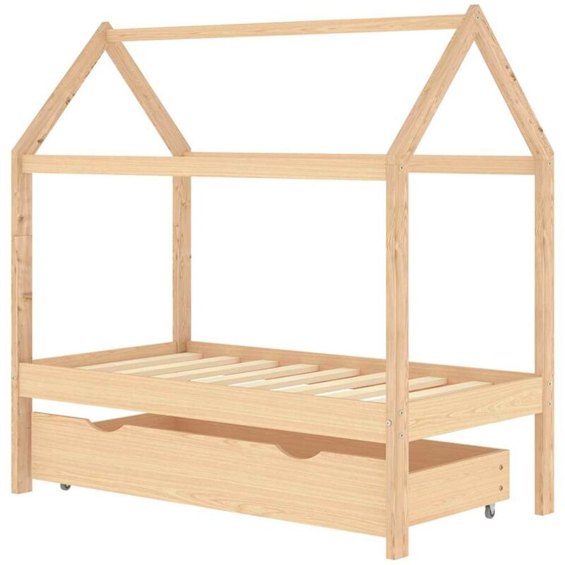 

Estructura de cama infantil con cajón madera pino 70x140 cm - Marrón - Vidaxl