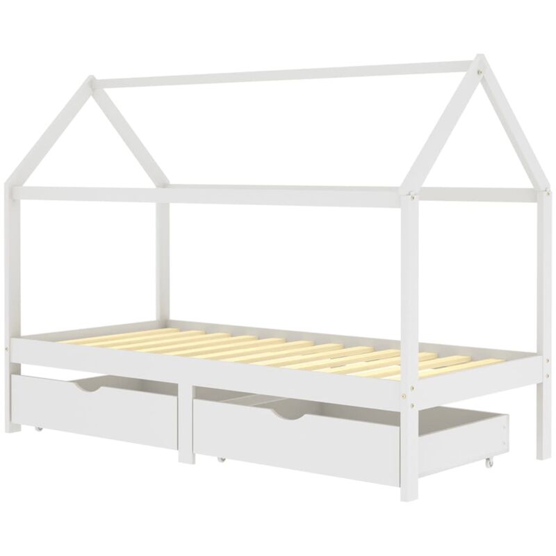 

Estructura de cama infantil con cajón madera pino blanco 90x200cm - Blanco - Vidaxl